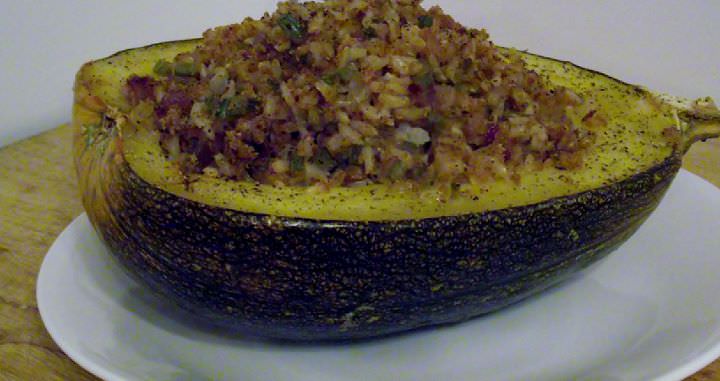 Baked stuffed pumpkin.