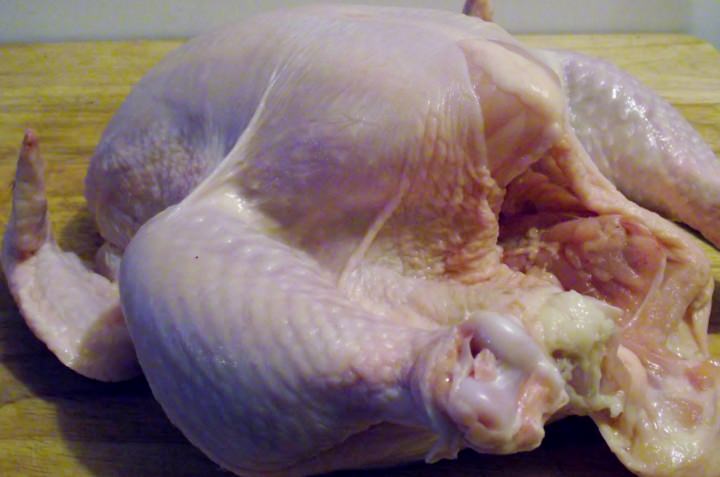 Whole chicken ready to breakdown.