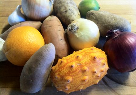 Assorted organic produce.