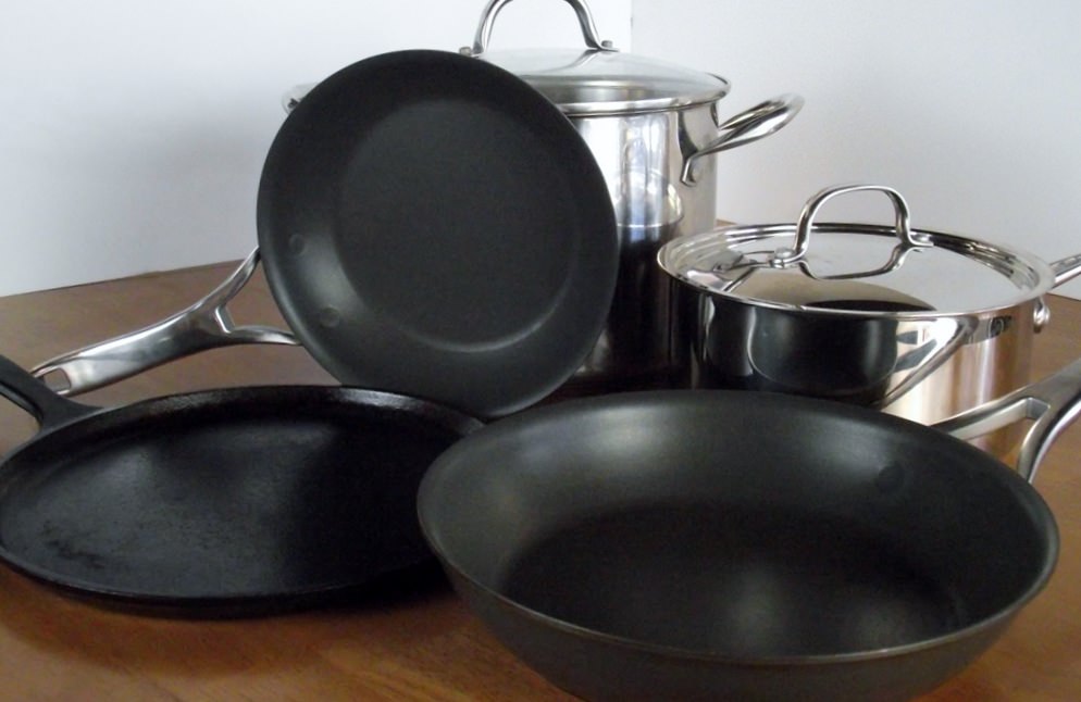 Kitchen pots and pans.