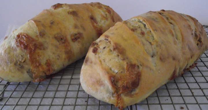 Blue cheese walnut sourdough bread.